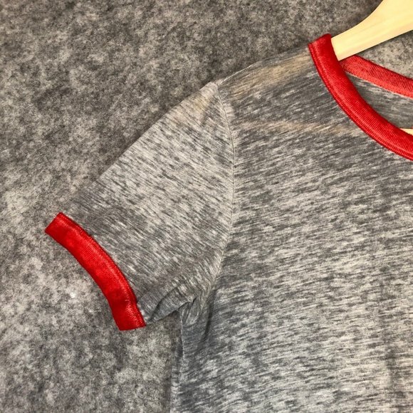 Stranger Things T Shirt L Juniors Womens Burnout Ringer Gray Short Sleeve Crew - Picture 3 of 9